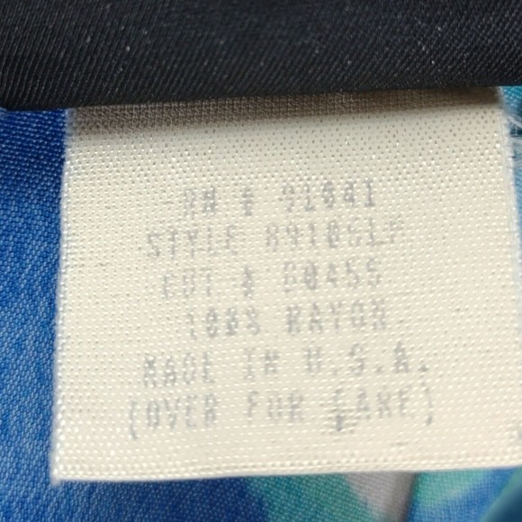 Vintage 90s Big Hed Mini Tank Dress Size L Blue Floral Rayon Empire Waist A Line - Picture 10 of 10